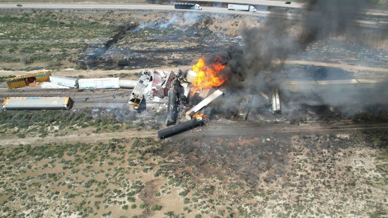 Evacuations ordered after dozens of train cars derailed near New Mexico state line, some carrying propane