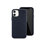 Casetify iPhone 12 mini 純素皮革保護殼-海軍藍