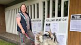 Woman takes two pet pygmy goats to polling station