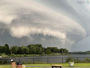 Incredible photos show ominous clouds hovering over Massachusetts as severe weather moves through