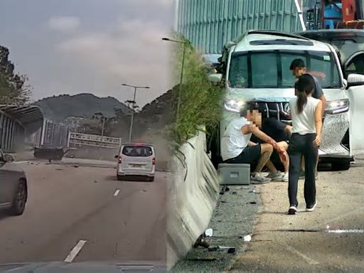 車CAM直擊｜吐露港公路客貨車失控撞欄再撼私家車 至少2人受傷