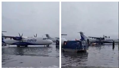 Incessant Rain Causes Waterlogging On Kolkata Airport Runway; Planes Parked On Flooded Taxiways | Watch - News18