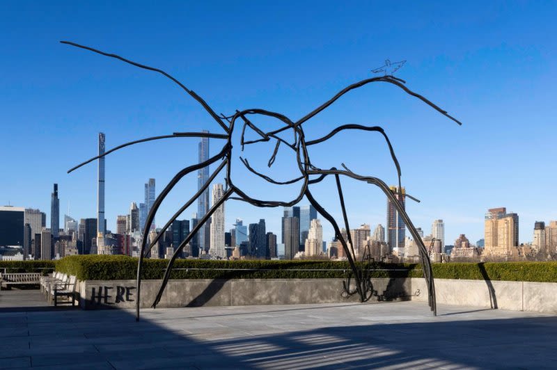 Metal sculptures of children's doodles frame Manhattan skyline in Met exhibit