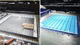 Timelapse video shows rugby pitch transformed into Paris Olympics swimming pool