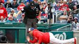 Nationals manager Dave Martinez ejected, drops to the dirt while arguing with umpire in loss to Diamondbacks