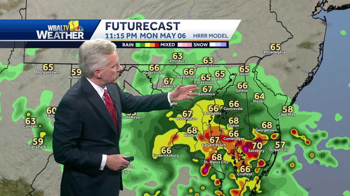 Rain showers return Monday night in Maryland