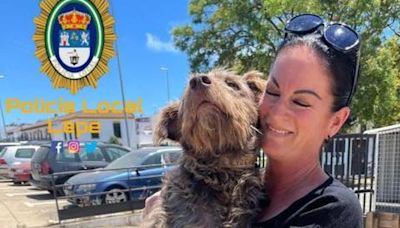 Una mujer británica residente en Portugal recupera en España su perro perdido en 2022 y el mensaje de la policía se hace viral