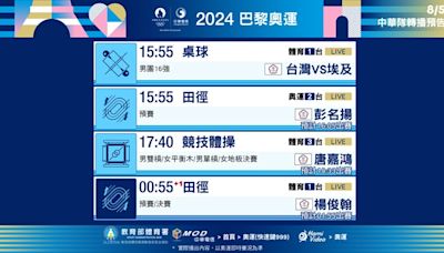 唐嘉鴻挑戰單槓金牌、台灣桌球男團、田徑雙雄出賽 2024 巴黎奧運看愛爾達大會第10日轉播指南