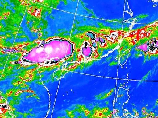 「一片紫」長500公里 鄭明典PO照 致災雨彈在台灣旁邊 - 生活