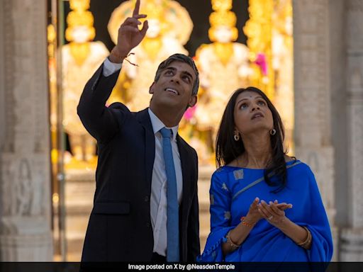 Rishi Sunak, Wife Akshata Murty Offer Prayers At London Temple Ahead Of UK Polls