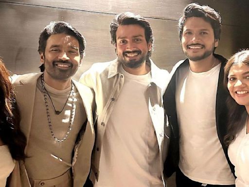 Raayan family moment: Dhanush, Kalidas Jayaram, Sundeep Kishan and others chill together post Hyderabad event