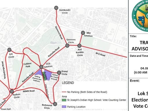 Traffic advisory: Nine key roads to avoid in Bengaluru on Lok Sabha poll counting day