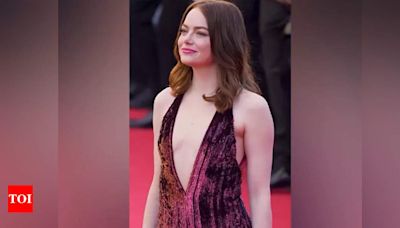 Emma Stone shines in burgundy gown at Cannes premiere of 'Kinds of Kindness' | - Times of India