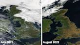 Dramatic satellite image shows parched UK amid extreme heat warning