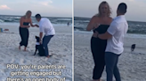 Woman blown away by beach proposal—but their Labrador has other ideas