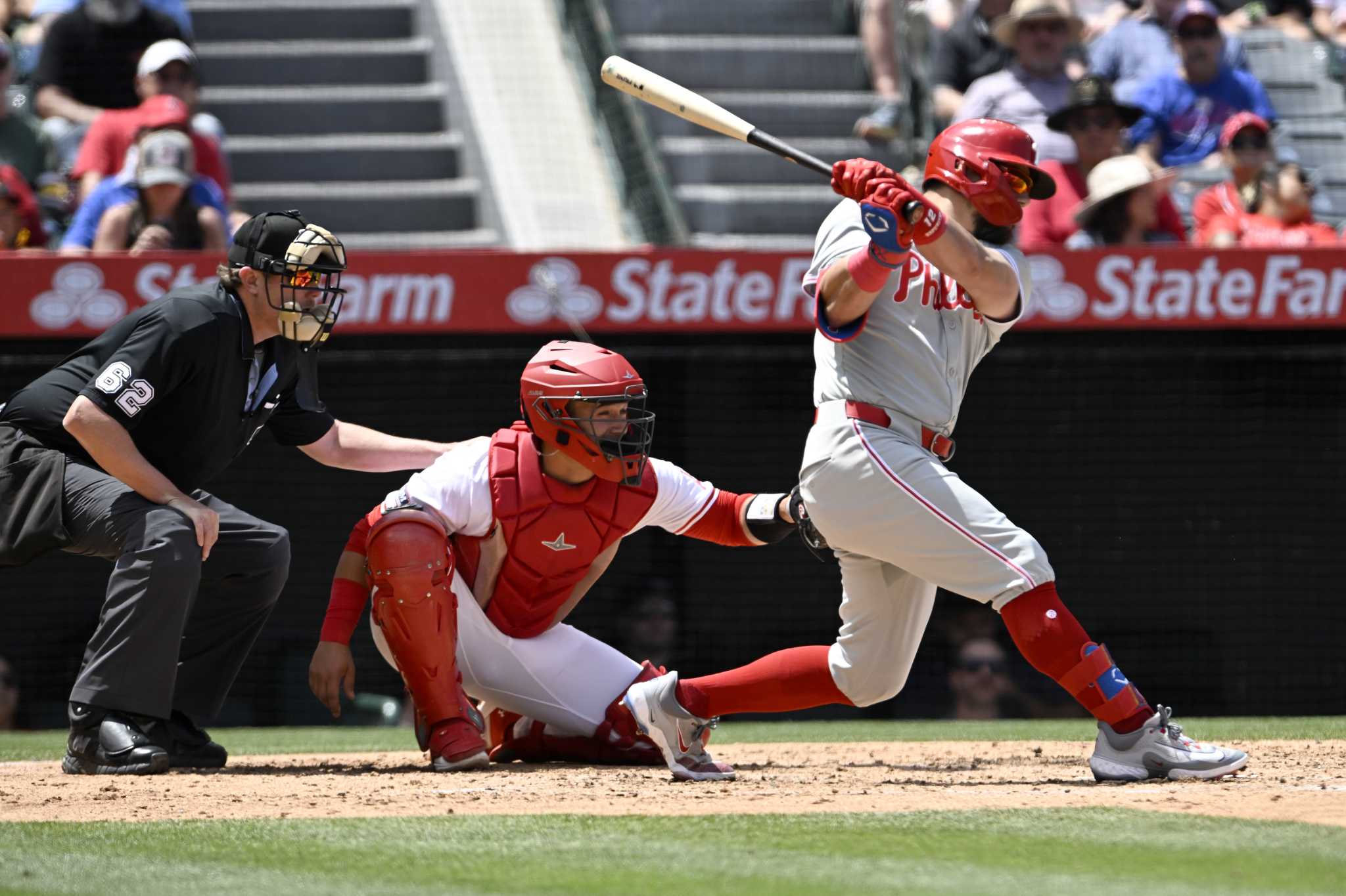 Phillies strike out 18 times, but beat Angels 2-1 on Schwarber's 2-run single