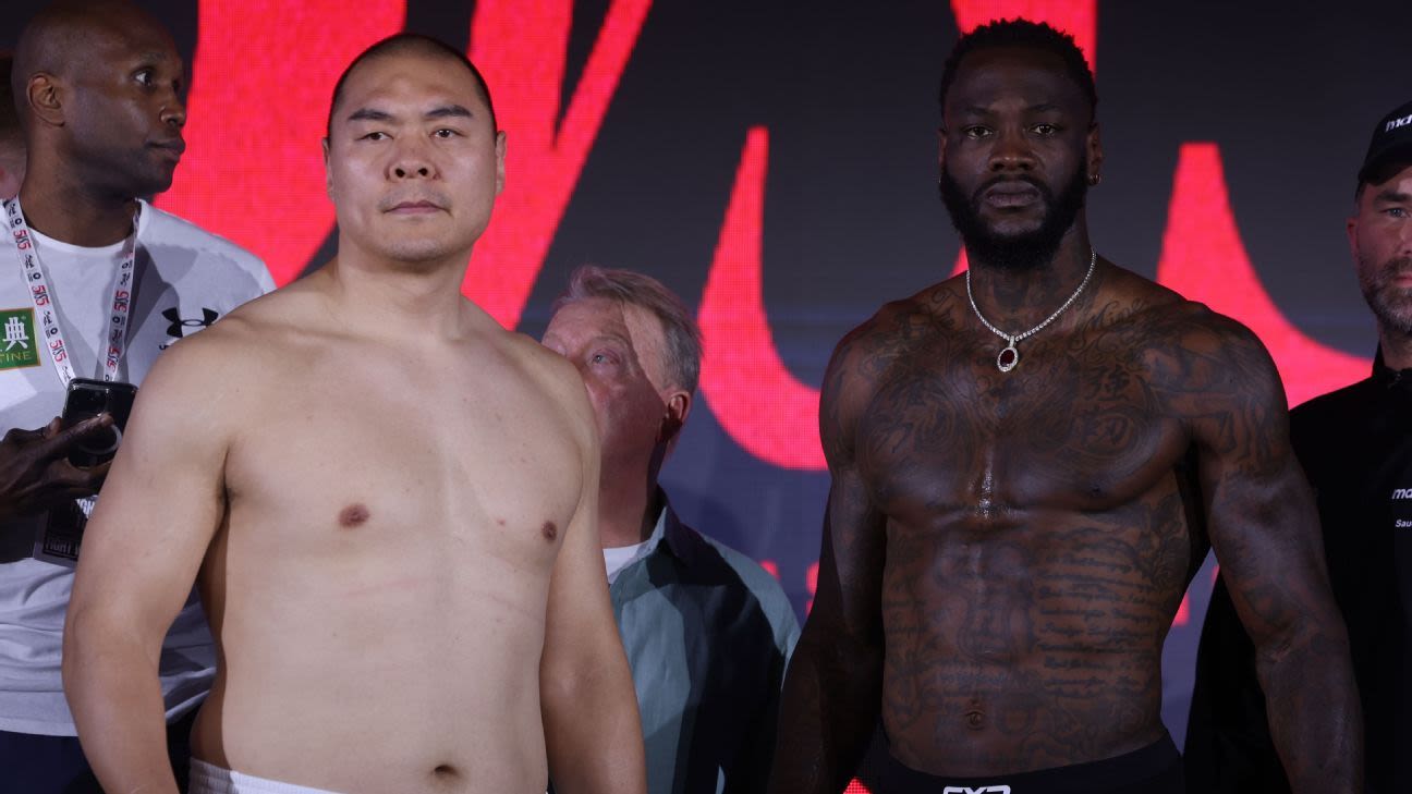Zhang 68.2 lbs heavier than Wilder at weigh-in