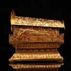 珍藏古寺院收純手工打造雕刻銅鎏金佛舍利子棺材內藏罕見佛教舍利子重2831克  高22.5CM  寬22CM0 WN15613