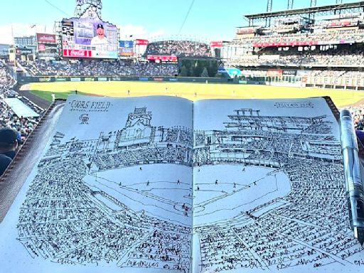 Colorado Rockies rookie Aaron Schunk dazzles on the field as his dad sketches stadiums
