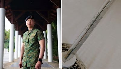 Singapore army officer honours late father by engraving name on prestigious British sword award