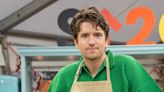 Clare Balding reacts to Greg James' Bake Off biscuit