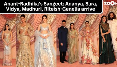 Sara Ali Khan, Ananya, Riteish-Genelia, Shanaya, and Vidya were present at Anant-Radhika's Sangeet