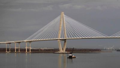 Ship at full throttle in harbor causes major South Carolina bridge to close until it passes safely