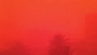 Dust Storm Casts Red Glow on Eastern Libya