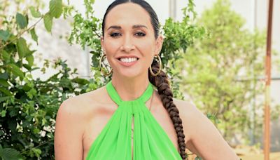 Myleene Klass, 46, goes braless and shows off cleavage in elegant green dress