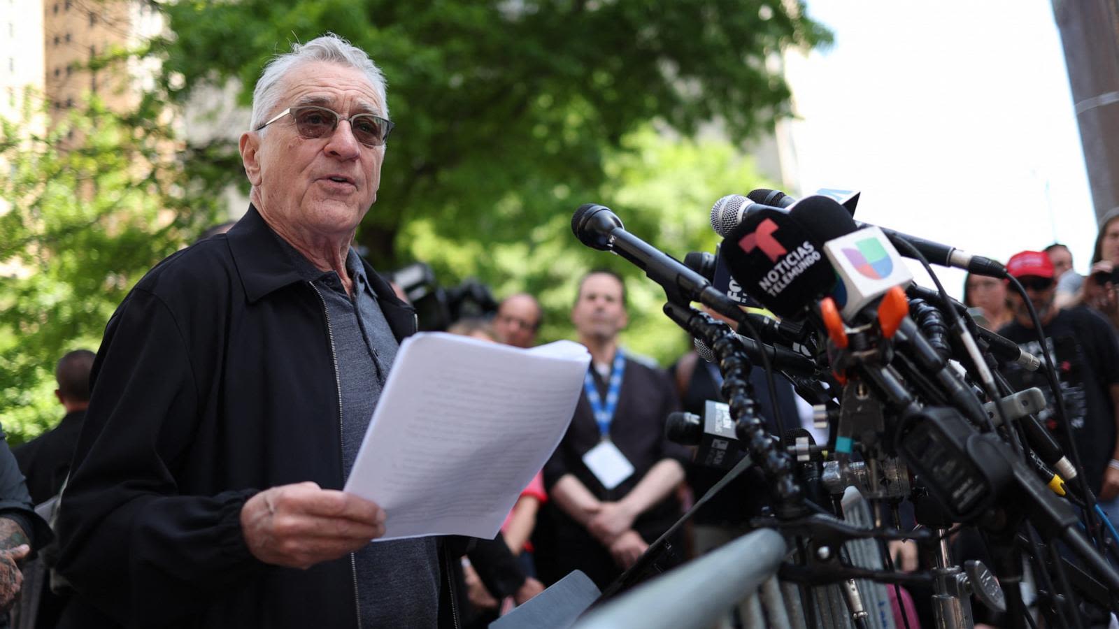 Robert De Niro, former police officers slam Trump outside New York hush money trial