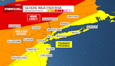 NYC area faces enhanced severe weather threat tonight after blazing heat; tornadoes possible