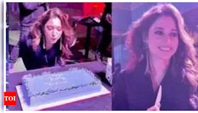 Tamannaah receives surprise b'day cake on 'Stree 2' set during 'Aaj Ki Raat' shoot | Hindi Movie News - Times of India