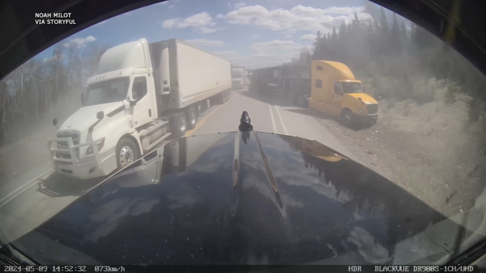 Canadian trucker narrowly avoids disaster crash, video shows: 'My life flashed in front of my eyes'