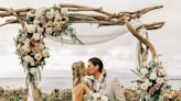 Christina Hall Floats in Floral Form-Fitting Gown and Soft Glam for Intimate Maui Wedding