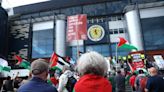 Protesters gather outside Hampden Park ahead of Scotland Women’s Euro 2025 qualifier versus Israel