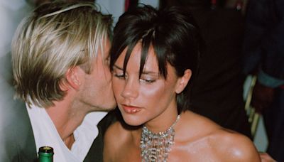 Victoria and David Beckham revisit iconic purple wedding outfits