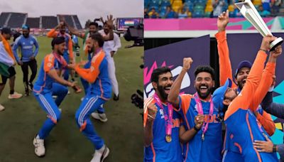 WATCH: Team India celebrate T20 World Cup win in 'bhangra' style; Rohit's emotional moments with Kohli, Pandya