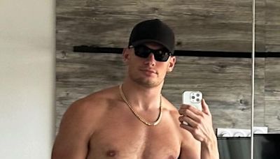 NFL Star Carl Nassib Treats Fans to Shirtless Selfie During Pride Month