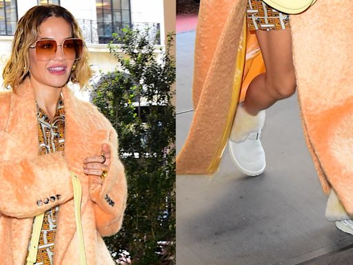Rita Ora Gets Cozy in Shearling Burberry Boots in New York City