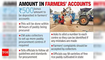 Telangana Government Announces ₹500 Bonus per Quintal of Paddy for Farmers | Hyderabad News - Times of India