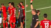 Watch never-before-seen moment PHYSIO gets red card in top-flight clash