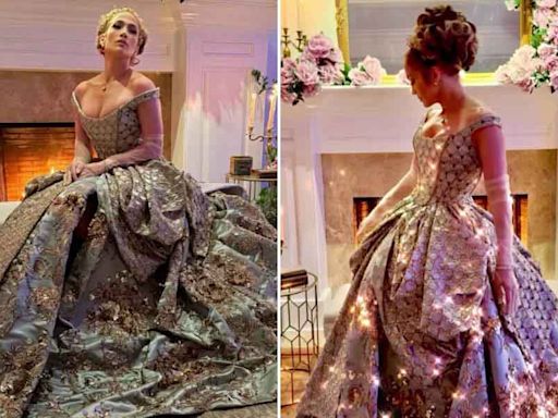 Jennifer Lopez wore a Manish Malhotra gown for her Bridgerton-themed birthday bash