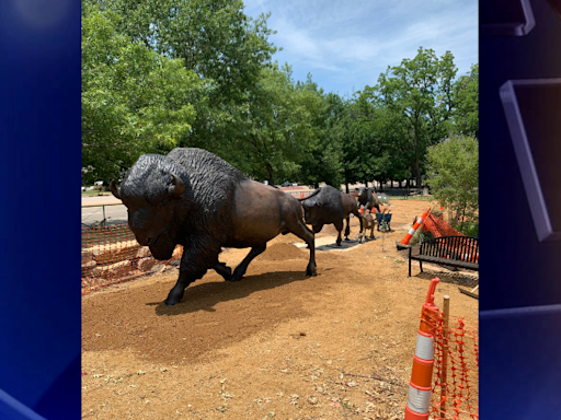 NatureWorks and Tulsa County Parks dedicate bison monument at LaFortune Park