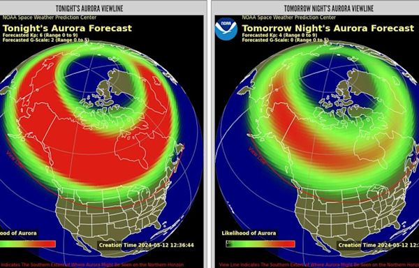 NOAA Posts Aurora Viewline for Sunday and Monday Night (Experimental) – Through Sunday Night, the Next Series of Very Fast Moving Coronal...