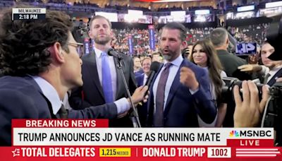 Donald Trump Jr. spars with MSNBC reporter on convention floor: 'I expect nothing less from you clowns'