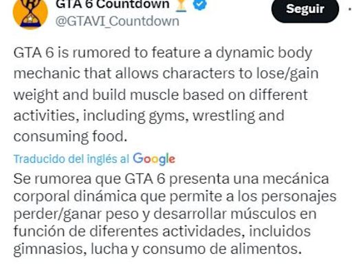 Grand Theft Auto VI podría hacer que tu personaje pierda y gane peso mientras juegas, lo que sería un gran avance de ser realidad