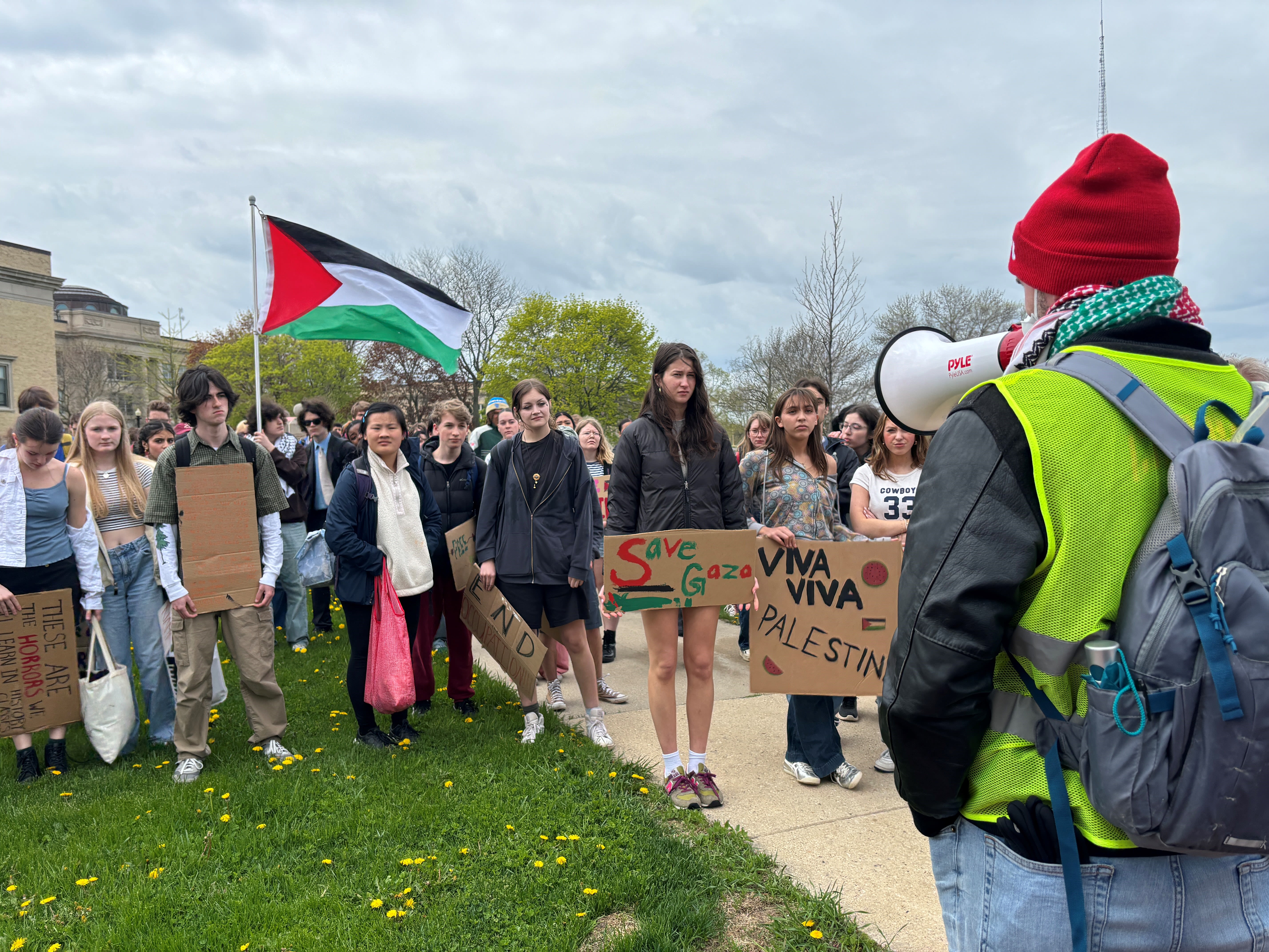 Shorewood High School students walk out, join UW-Milwaukee encampment
