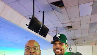 R&B superstar Chris Brown spends Saturday night at Peoria, Illinois bowling alley