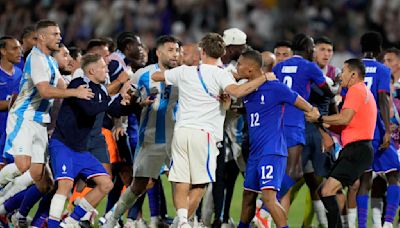 France beats Argentina 1-0 to reach Olympics men's soccer semifinals. Skirmish after final whistle