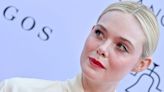 Elle Fanning Wears a Pussy Bow Blouse with a Dramatic Train to the Fashion Los Angeles Awards